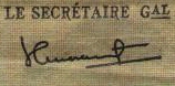 Signature de R. Tondu en tant que Caissier gnral